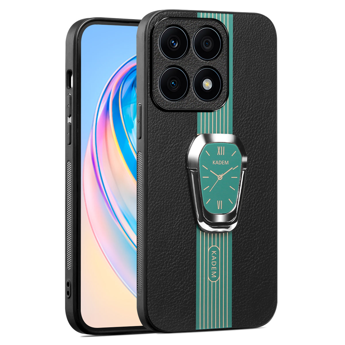 KADEM For Honor X8b 4G Case Leather Coated TPU+Acrylic Back Phone Cover with Kickstand KADEM For Honor X8b 4G Case Leather Coated TPU+Acrylic Back Phone Cover with Kickstand
